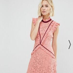 NWOT Asos Pink and Maroon Lace Shift Dress Size 0